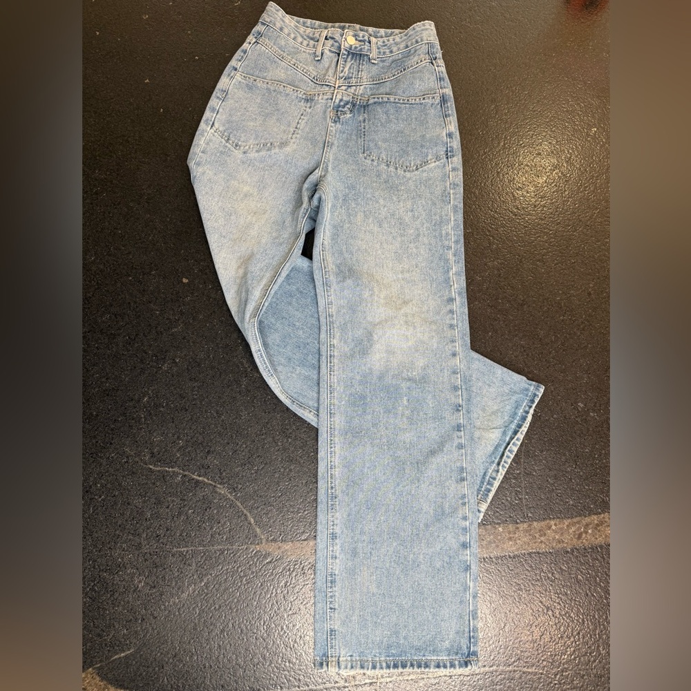 Commense Trendy Y-Yoke Vintage-Inspired Wide Leg Jeans – XS
